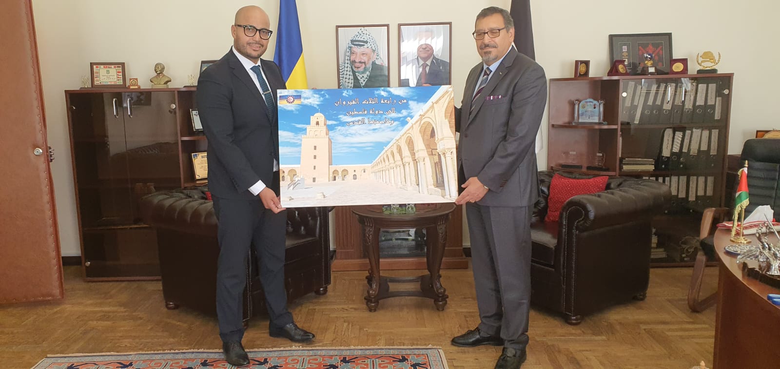 President of the Tunisian diaspora to Ukraine Tareq Aloui paying a courtesy visit to Ambassador Hashem Dajani