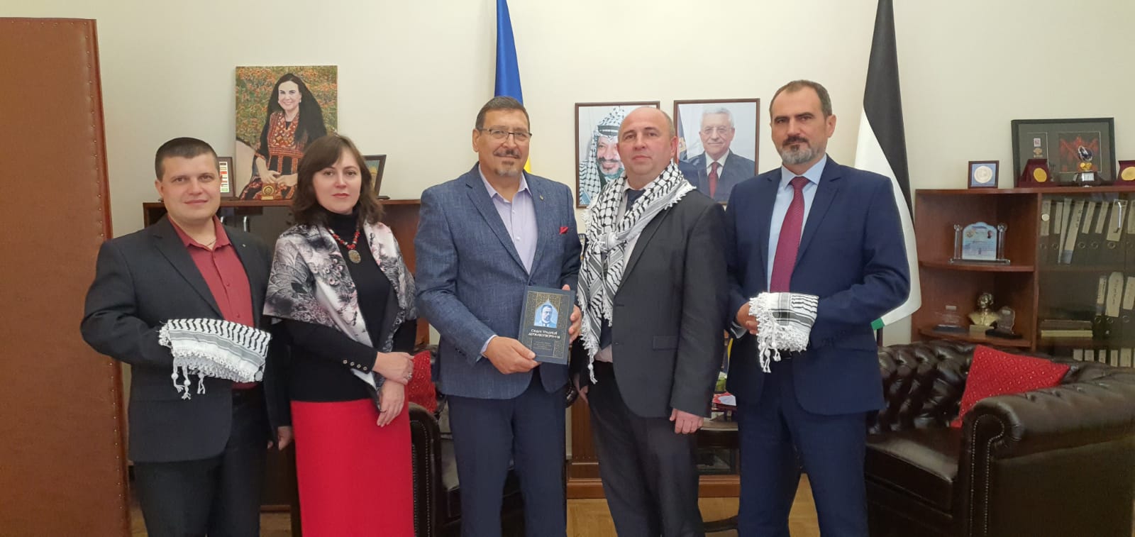 H.E. Ambassador Hashem Dajani receiving the delegation of the of the author’s team of the scientific book “Eastern traditions of state formation”