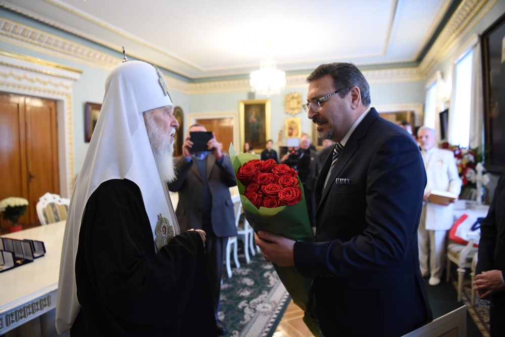 Ambassador Hashem Dajani taking part in the ceremony on the occasion of the 93rd birthday of His Holiness Filaret, The Patriarch of Kyiv And All Rus’-Ukraine